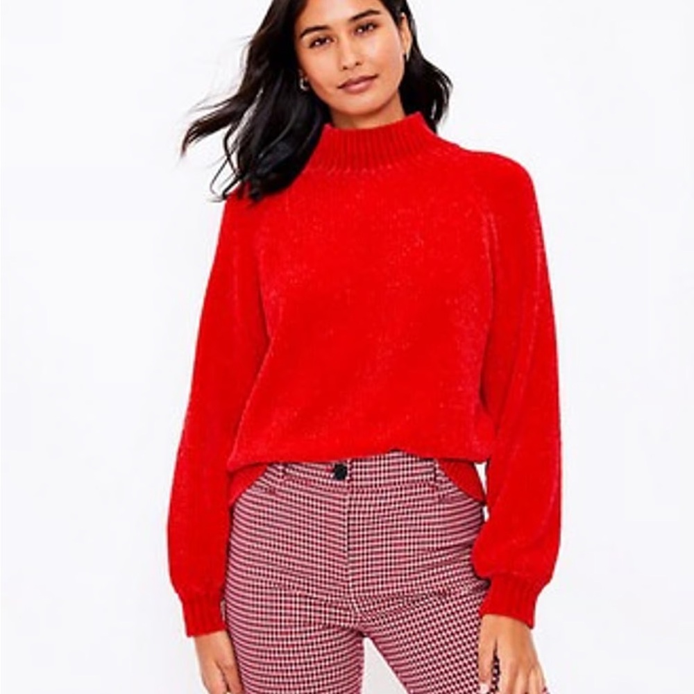 LOFT Chenille Mock Neck Sweater